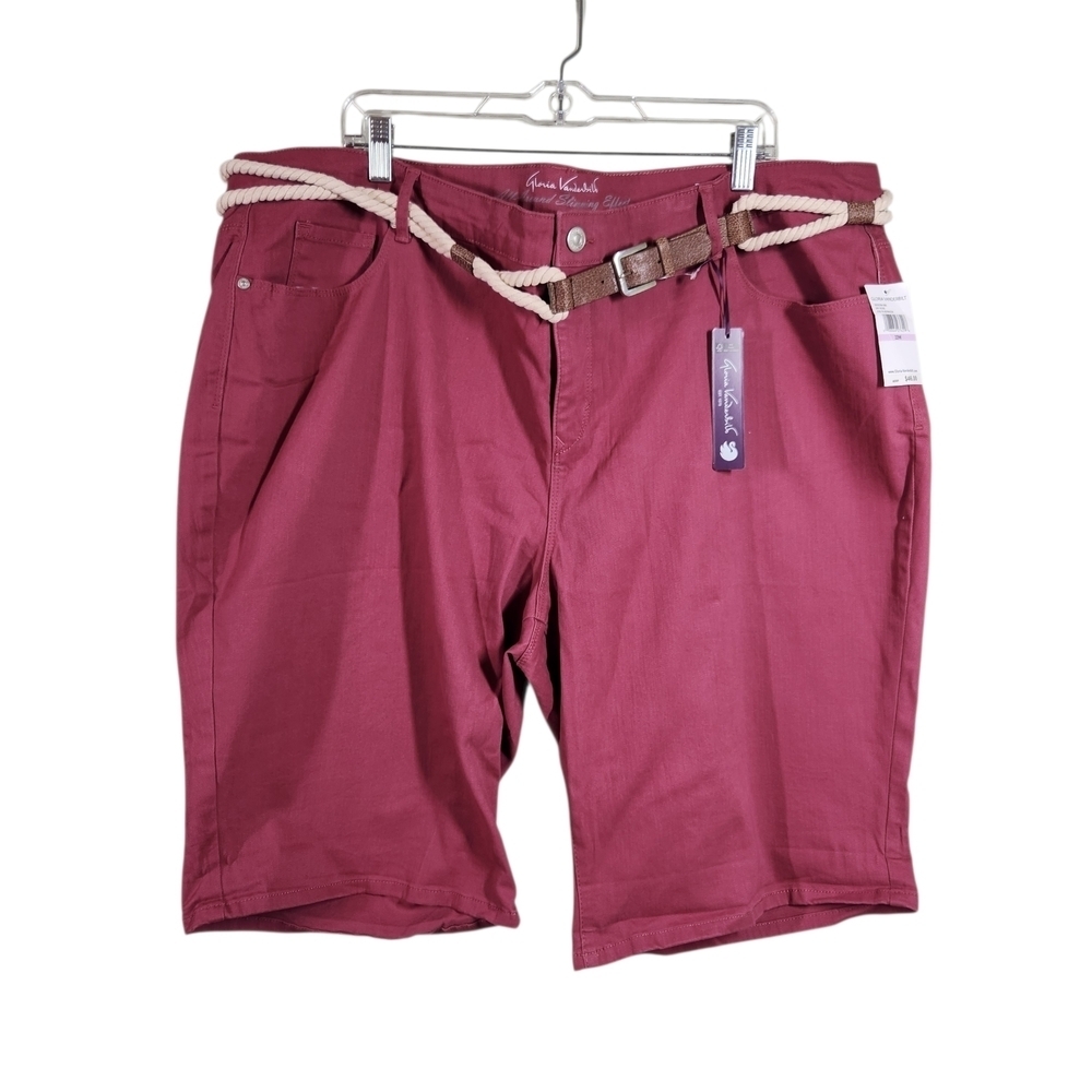 NWT Gloria Vanderbilt Joslyn Bermuda Dry Rose Belted 22W